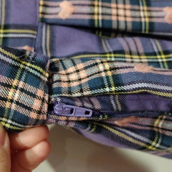 Hot Topic Purple & Pink Pastel Plaid Embroidered Heart Mini Skirt Sz XL-Harajuku - Picture 4 of 5